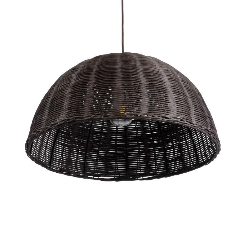 GloboStar® MONTANA 02381 Boho Κρεμαστό Φωτιστικό Καμπάνα Μονόφωτο 1 x E27 IP20 Καφέ Ξύλο - Μ50 x Π50 x Υ25cm