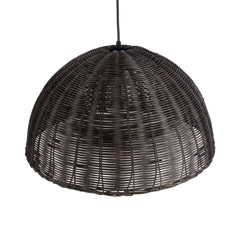 GloboStar® MONTANA 02381 Boho Κρεμαστό Φωτιστικό Καμπάνα Μονόφωτο 1 x E27 IP20 Καφέ Ξύλο - Μ50 x Π50 x Υ25cm