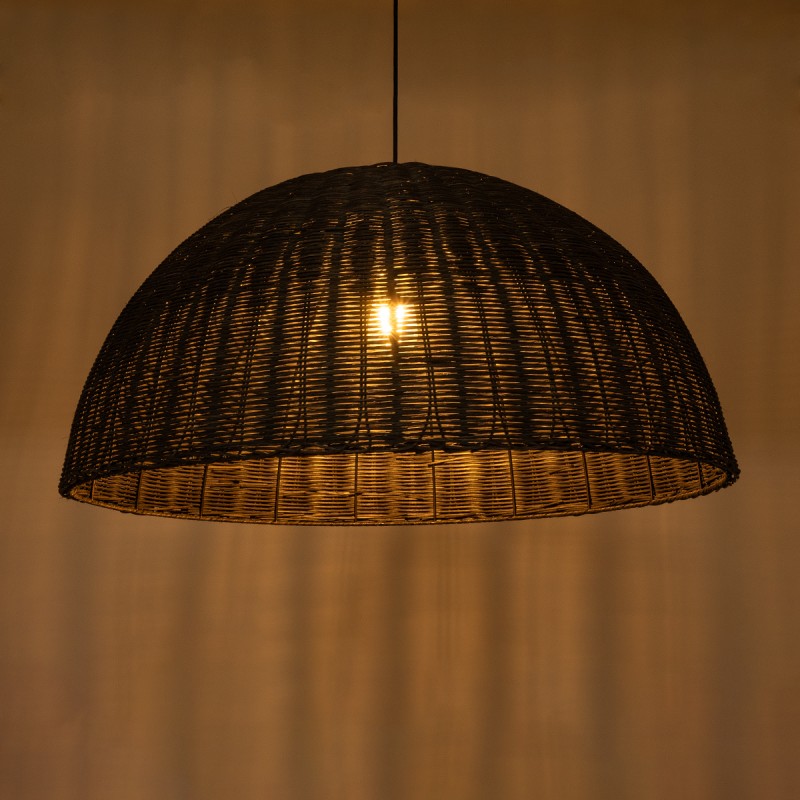 GloboStar® MONTANA 02382 Boho Κρεμαστό Φωτιστικό Καμπάνα Μονόφωτο 1 x E27 IP20 Καφέ Ξύλο - Μ80 x Π80 x Υ40cm