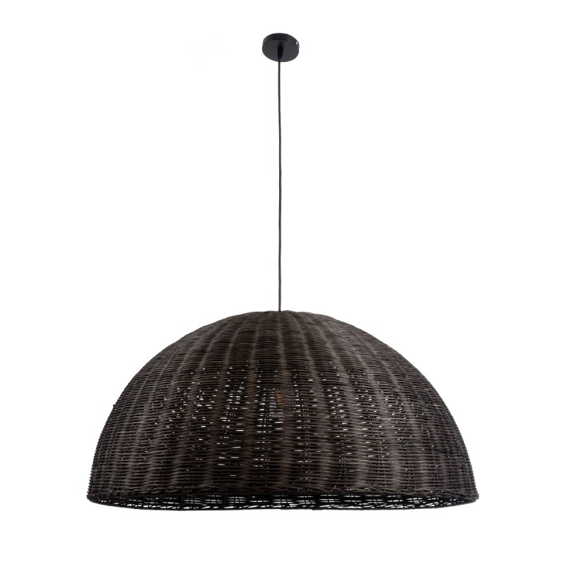 GloboStar® MONTANA 02382 Boho Κρεμαστό Φωτιστικό Καμπάνα Μονόφωτο 1 x E27 IP20 Καφέ Ξύλο - Μ80 x Π80 x Υ40cm