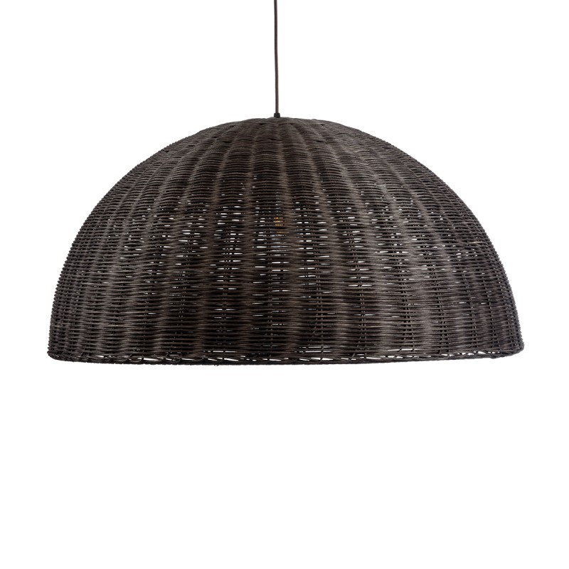 GloboStar® MONTANA 02382 Boho Κρεμαστό Φωτιστικό Καμπάνα Μονόφωτο 1 x E27 IP20 Καφέ Ξύλο - Μ80 x Π80 x Υ40cm