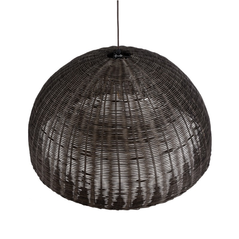 GloboStar® MONTANA 02382 Boho Κρεμαστό Φωτιστικό Καμπάνα Μονόφωτο 1 x E27 IP20 Καφέ Ξύλο - Μ80 x Π80 x Υ40cm