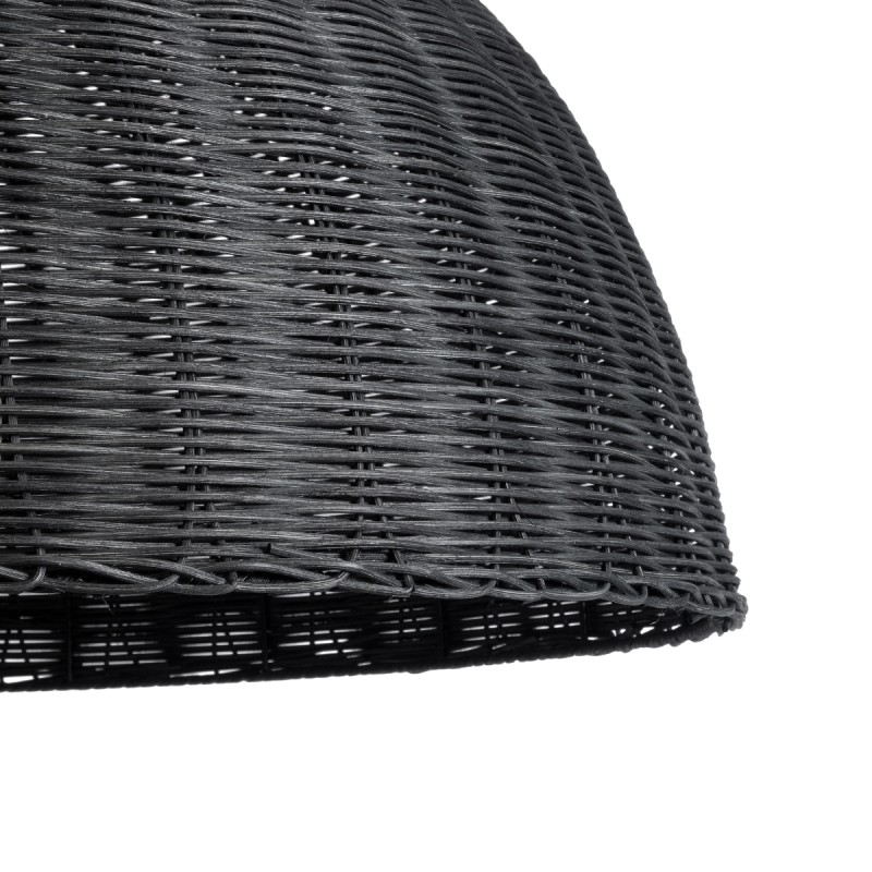 GloboStar® MONTANA 02384 Boho Κρεμαστό Φωτιστικό Καμπάνα Μονόφωτο 1 x E27 IP20 Μαύρο Ξύλο - Μ80 x Π80 x Υ40cm