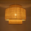 GloboStar® BRAVADO 02387 Boho Κρεμαστό Φωτιστικό Πλέγμα Μονόφωτο 1 x E27 IP20 Καφέ & Μπεζ Ξύλο - Μ70 x Π70 x Υ58cm