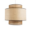 GloboStar® BRAVADO 02387 Boho Κρεμαστό Φωτιστικό Πλέγμα Μονόφωτο 1 x E27 IP20 Καφέ & Μπεζ Ξύλο - Μ70 x Π70 x Υ58cm