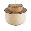 GloboStar® BRAVADO 02387 Boho Κρεμαστό Φωτιστικό Πλέγμα Μονόφωτο 1 x E27 IP20 Καφέ & Μπεζ Ξύλο - Μ70 x Π70 x Υ58cm