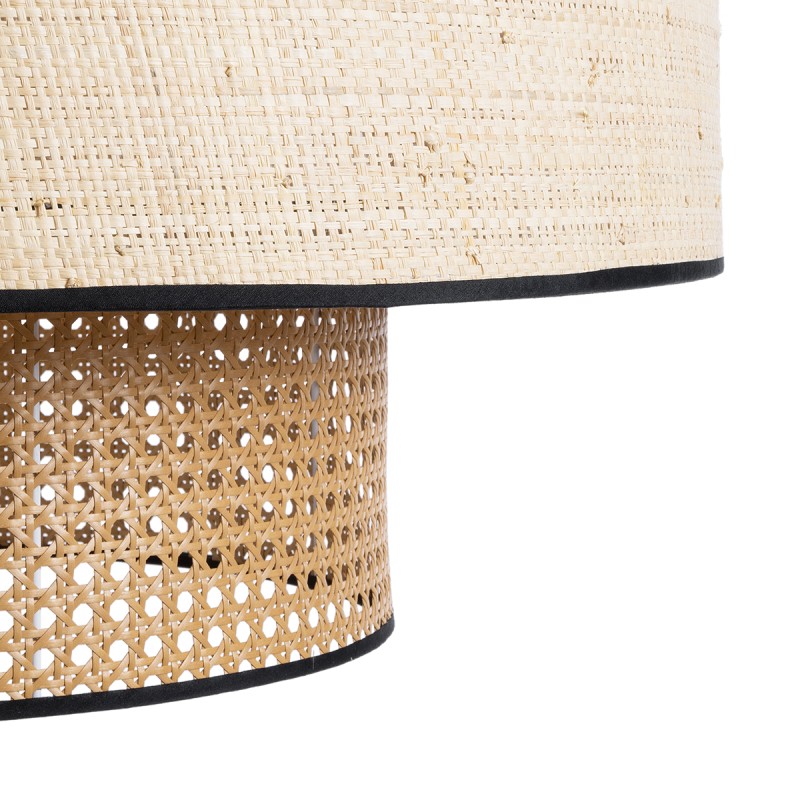 GloboStar® BRAVADO 02387 Boho Κρεμαστό Φωτιστικό Πλέγμα Μονόφωτο 1 x E27 IP20 Καφέ & Μπεζ Ξύλο - Μ70 x Π70 x Υ58cm