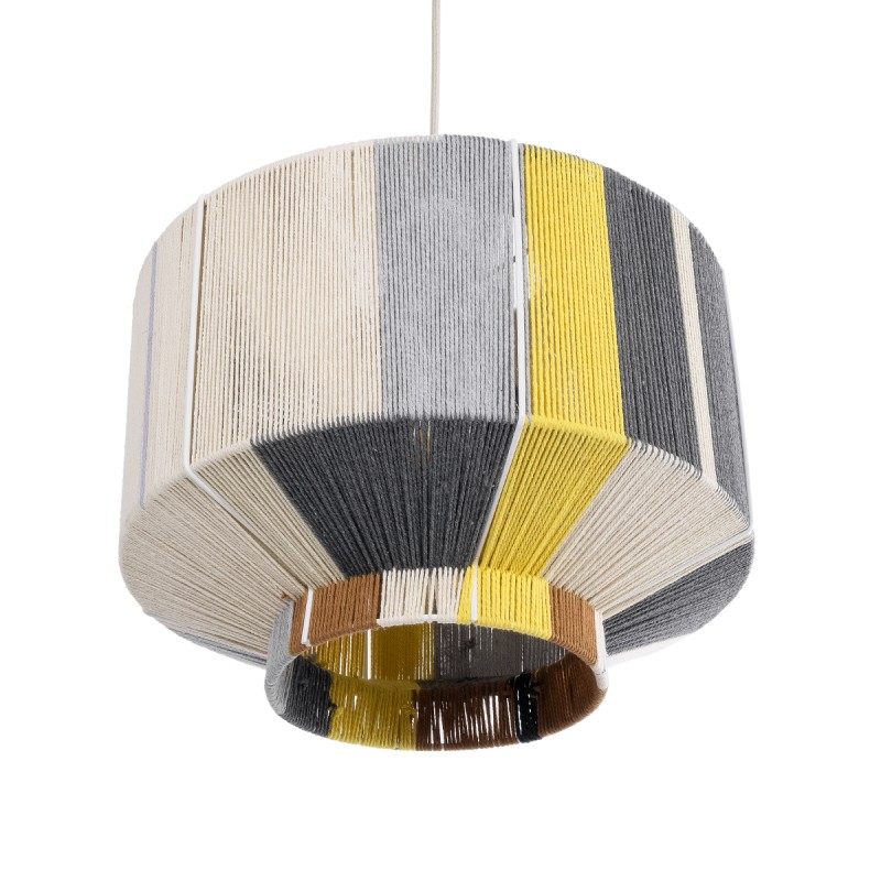 GloboStar® SALERNO 02388 Boho Κρεμαστό Φωτιστικό Καπέλο Μονόφωτο 1 x E27 IP20 Πολύχρωμο Σχοινί - Μ40 x Π40 x Υ35cm