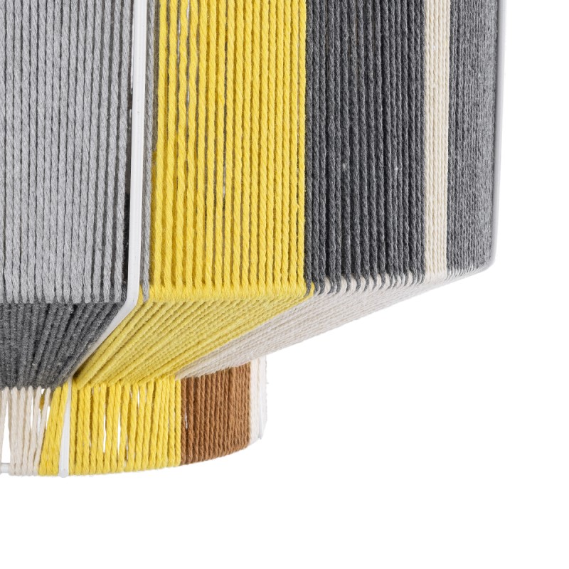 GloboStar® SALERNO 02388 Boho Κρεμαστό Φωτιστικό Καπέλο Μονόφωτο 1 x E27 IP20 Πολύχρωμο Σχοινί - Μ40 x Π40 x Υ35cm