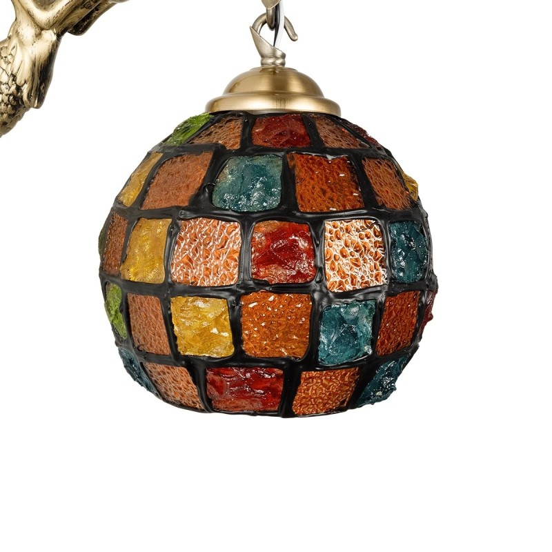 GLOBOSTAR® MERMAID 02389 Vintage Φωτιστικό Τοίχου - Απλίκα με Ντουί 1 x E27 AC 220-240V IP20 - Μπρούτζινο & Πολύχρωμο - Μ17 x Π30 x Υ27cm