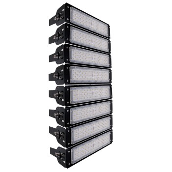 GLOBOSTAR® GOLIATH 90100-8 Προβολέας για Γήπεδα Tennis & Ποδοσφαίρου 5x5 LED 400W 60000lm 75°x135° SDCM<5 Fish Eye Lens AC 220-240V Αδιάβροχο IP65 IK08 Φυσικό Λευκό 5000K - Lumileds SMD Chip & Mean Well Driver - Μαύρο Ματ - Μ32 x Π12 x Υ72cm - 