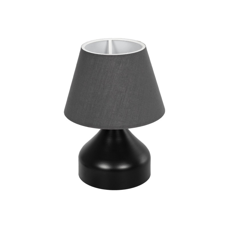 GloboStar® MICKEY 204-0059 Μοντέρνο Eπιτραπέζιο Φωτιστικό Μονόφωτο 1 x E27 IP20 Μαύρο Μέταλλο με Μαύρο Ύφασμα - Μ22 x Π22 x Υ30cm