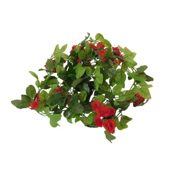 GloboStar® 09014 Τεχνητό Κρεμαστό Φυτό Διακοσμητική Γιρλάντα Μήκους 2.2 μέτρων με 33 X Μικρά Τριαντάφυλλα Κόκκινα