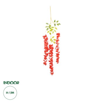 GloboStar® 09033 Τεχνητό Κρεμαστό Διακοσμητικό Φυτό Μήκους 1.1 μέτρων με 3 X Κλαδιά Βιστέρια Κοραλί