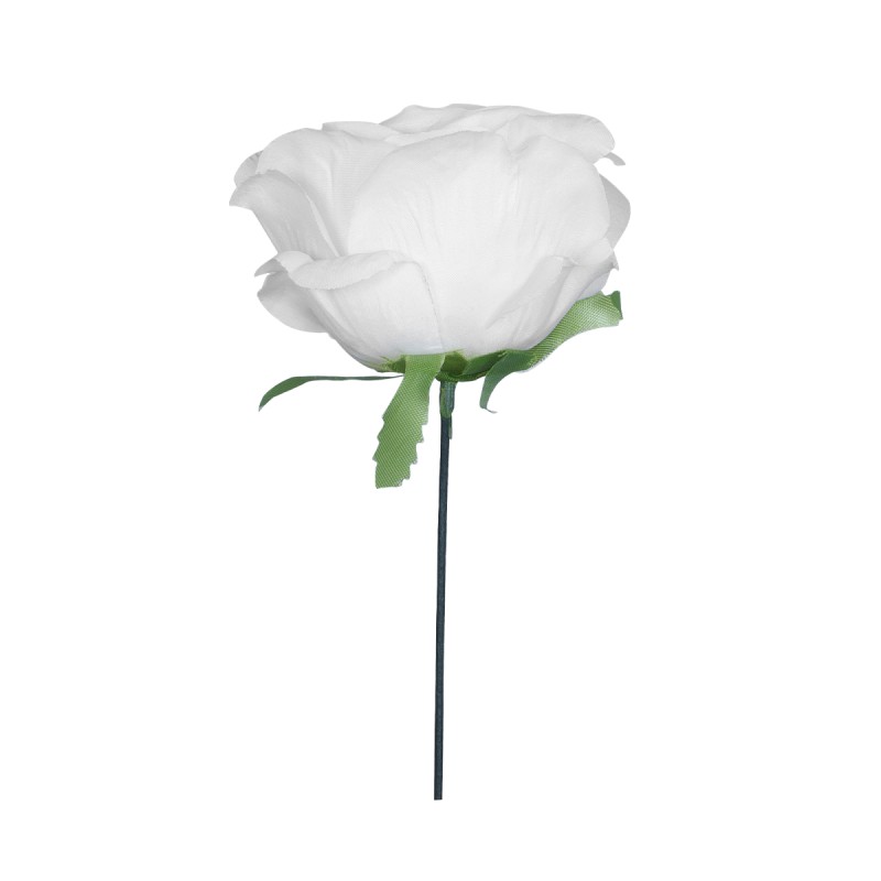 GloboStar® 09077 Τεχνητό Φυτό Διακοσμητικό Τριαντάφυλλο Λευκό M8cm x Υ20cm Π8cm