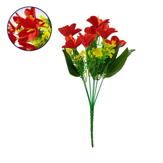 GloboStar® 09085 Τεχνητό Φυτό Διακοσμητικό Μπουκέτο Rain Lily Κόκκινο M15cm x Υ33cm Π15cm με 7 Κλαδάκια GloboStar® 09085 Τεχνητό Φυτό Διακοσμητικό Μπουκέτο Rain Lily Κόκκινο M15cm x Υ33cm Π15cm με 7 Κλαδάκια
