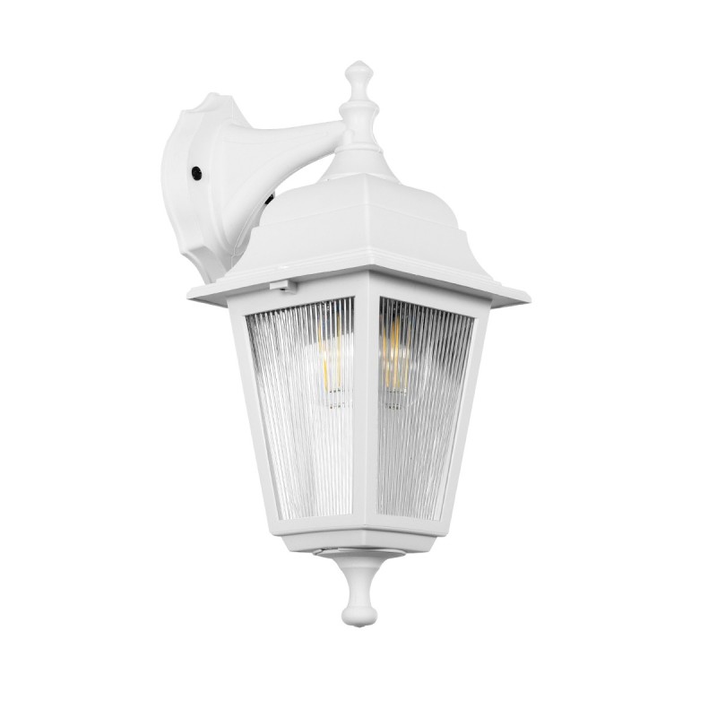 GloboStar® SOLME 203-0221 Vintage Επιτοίχιο Φωτιστικό Φαναράκι Μονόφωτο 1 x E27 IP44 Λευκό Πλαστικό - Μ19 x Π15 x Υ35cm