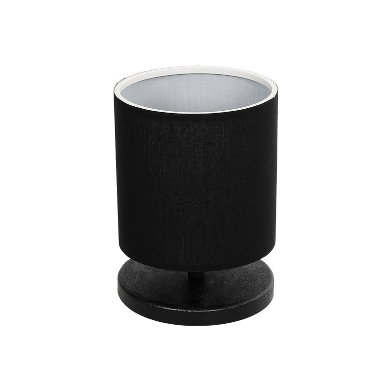 GloboStar® MINNIE 204-0063 Μοντέρνο Eπιτραπέζιο Φωτιστικό Μονόφωτο 1 x E27 IP20 Μαύρο Ξύλο με Μαύρο Ύφασμα - Μ15 x Π15 x Υ22cm
