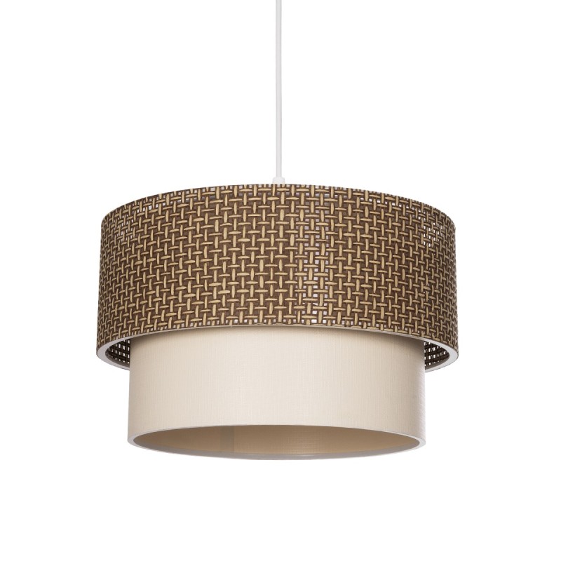 GloboStar® SISSIE 203-0138 Μοντέρνο Κρεμαστό Φωτιστικό Καπέλο Μονόφωτο 1 x E27 IP20 Καφέ & Μπεζ Ύφασμα - Μ30 x Π30 x Υ93cm