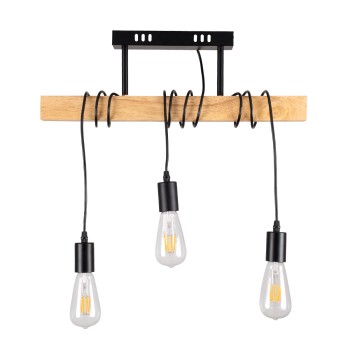 GLOBOSTAR® JOLLY 00605 Vintage Κρεμαστό Φωτιστικό Οροφής με Ντουί 3 x E27 AC 220-240V IP20 - Μαύρο & Μπεζ - Μ55 x Π6 x Υ115cm