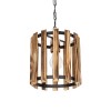 GloboStar® PRISMON 201-0061 Vintage Κρεμαστό Φωτιστικό Οροφής Πλέγμα Μονόφωτο 1 x E27 IP20 Καρυδί Ξύλο με Μαύρο Μέταλλο - Μ25 x Π25 x Υ65cm