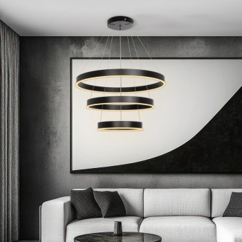 kelvo® VENOM 61188 Μοντέρνο Κρεμαστό Φωτιστικό Οροφής LED 120W 14158lm 120° AC 220-240V IP20 Ρυθμιζόμενο Λευκό CCT με Χειριστήριο από 2700K έως 6000K Dimmable - Lumileds SMD Chip - Μαύρο Ματ - Μ80 x Π80 x Υ60cm - 3 Χρόνια Εγγύηση