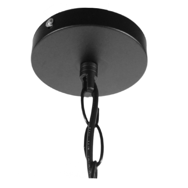 GloboStar® LINDELL 10001111 Vintage Κρεμαστό Φωτιστικό Ανάρτηση Μονόφωτο 1 x E27 IP20 Μαύρο Μέταλλο με Μπεζ Σχοινί - Μ33 x Π33 x Υ33cm