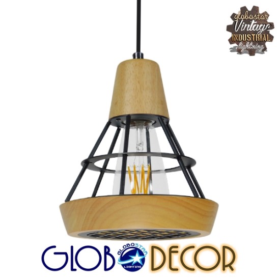GloboStar® AKRON 10001133 Μοντέρνο Κρεμαστό Φωτιστικό Πλέγμα Μονόφωτο 1 x E27 IP20 Μπεζ Ξύλο με Μαύρο Μέταλλο - Μ19 x Π19 x Υ22cm GloboStar® AKRON 10001133 Μοντέρνο Κρεμαστό Φωτιστικό Πλέγμα Μονόφωτο 1 x E27 IP20 Μπεζ Ξύλο με Μαύρο Μέταλλο - Μ19 x Π19 x Υ22cm