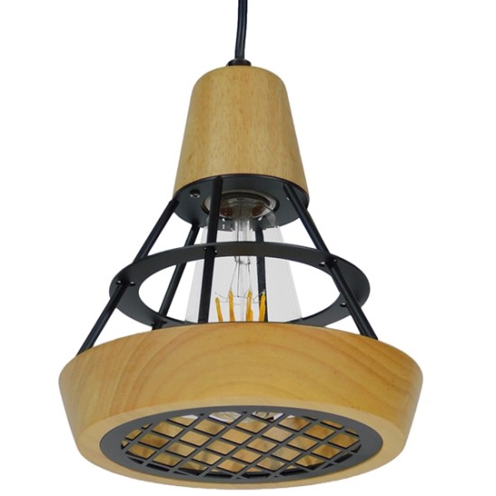GloboStar® AKRON 10001133 Μοντέρνο Κρεμαστό Φωτιστικό Πλέγμα Μονόφωτο 1 x E27 IP20 Μπεζ Ξύλο με Μαύρο Μέταλλο - Μ19 x Π19 x Υ22cm GloboStar® AKRON 10001133 Μοντέρνο Κρεμαστό Φωτιστικό Πλέγμα Μονόφωτο 1 x E27 IP20 Μπεζ Ξύλο με Μαύρο Μέταλλο - Μ19 x Π19 x Υ22cm
