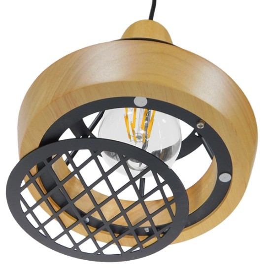 GloboStar® AKRON 10001133 Μοντέρνο Κρεμαστό Φωτιστικό Πλέγμα Μονόφωτο 1 x E27 IP20 Μπεζ Ξύλο με Μαύρο Μέταλλο - Μ19 x Π19 x Υ22cm GloboStar® AKRON 10001133 Μοντέρνο Κρεμαστό Φωτιστικό Πλέγμα Μονόφωτο 1 x E27 IP20 Μπεζ Ξύλο με Μαύρο Μέταλλο - Μ19 x Π19 x Υ22cm