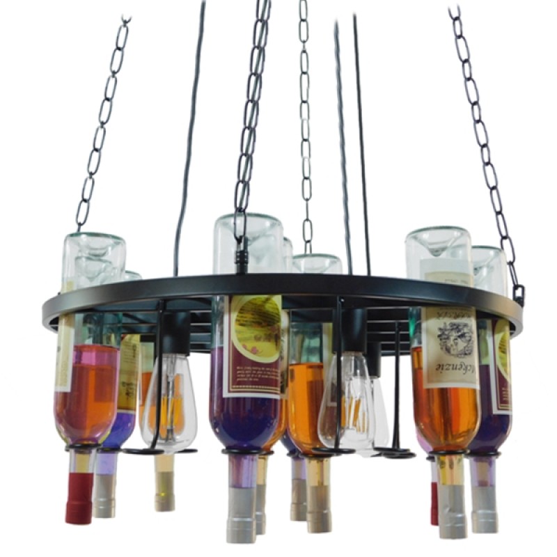 GloboStar® VINEYARD 10001139 Vintage Κρεμαστό Φωτιστικό Ανάρτηση Πολύφωτο 4 x E27 IP20 Μαύρο Μέταλλο με Διάφανο Γυαλί - Μ60 x Π60 x Υ20cm