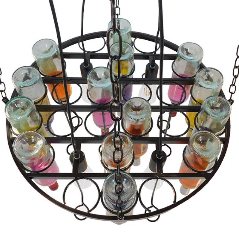 GloboStar® VINEYARD 10001139 Vintage Κρεμαστό Φωτιστικό Ανάρτηση Πολύφωτο 4 x E27 IP20 Μαύρο Μέταλλο με Διάφανο Γυαλί - Μ60 x Π60 x Υ20cm