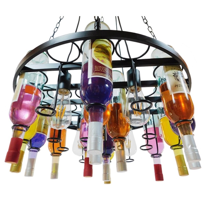 GloboStar® VINEYARD 10001139 Vintage Κρεμαστό Φωτιστικό Ανάρτηση Πολύφωτο 4 x E27 IP20 Μαύρο Μέταλλο με Διάφανο Γυαλί - Μ60 x Π60 x Υ20cm