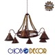 GLOBOSTAR® CAMELOT 01191 Vintage Κρεμαστό Φωτιστικό Οροφής με Ντουί 6 x E27 AC 220-240V IP20 - Χάλκινο & Μπεζ - Μ92 x Π92 x Υ118cm