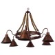 GLOBOSTAR® CAMELOT 01191 Vintage Κρεμαστό Φωτιστικό Οροφής με Ντουί 6 x E27 AC 220-240V IP20 - Χάλκινο & Μπεζ - Μ92 x Π92 x Υ118cm