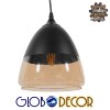 GloboStar® OLIVER 10001231 Vintage Κρεμαστό Φωτιστικό Καμπάνα Μονόφωτο 1 x E27 Μαύρο Μέταλλο με Μελί Γυαλί - Μ20 x Π20 x Υ21cm
