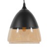 GloboStar® OLIVER 10001231 Vintage Κρεμαστό Φωτιστικό Καμπάνα Μονόφωτο 1 x E27 Μαύρο Μέταλλο με Μελί Γυαλί - Μ20 x Π20 x Υ21cm