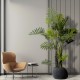 GloboStar® Artificial Garden CHLOE 20708 Επιδαπέδιο Πολυεστερικό Τσιμεντένιο Κασπώ Γλάστρα - Flower Pot Μαύρο Μ60 x Π55 x Υ43cm