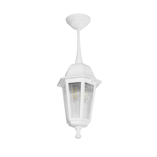 GloboStar® VITRO 203-0199 Vintage Κρεμαστό Φωτιστικό Φαναράκι Μονόφωτο 1 x E27 IP44 Λευκό Πλαστικό - Μ16 x Π16 x Υ48cm