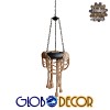 GloboStar® RUNNER 01115 Vintage Κρεμαστό Φωτιστικό Ανάρτηση Πολύφωτο 6 x E27 IP20 Μαύρο Πλαστικό με Μπεζ Σχοινί - Μ45 x Π45 x Υ60cm