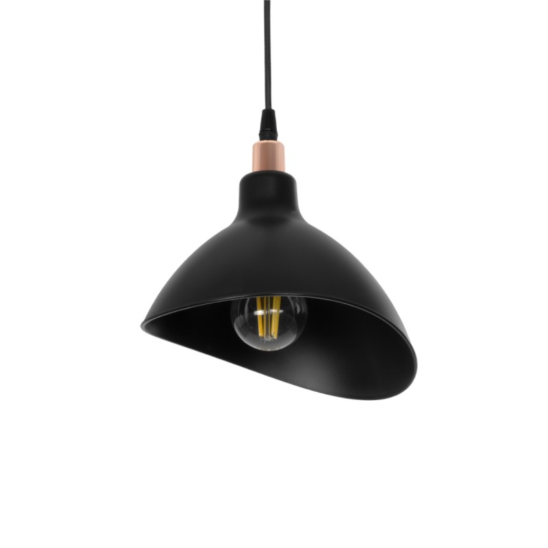 GloboStar® RIVE 203-0143 Μοντέρνο Κρεμαστό Φωτιστικό Καμπάνα Μονόφωτο 1 x E27 IP20 Μάυρο με Χρυσό Πλαστικό - Μ22 x Π22 x Υ83cm