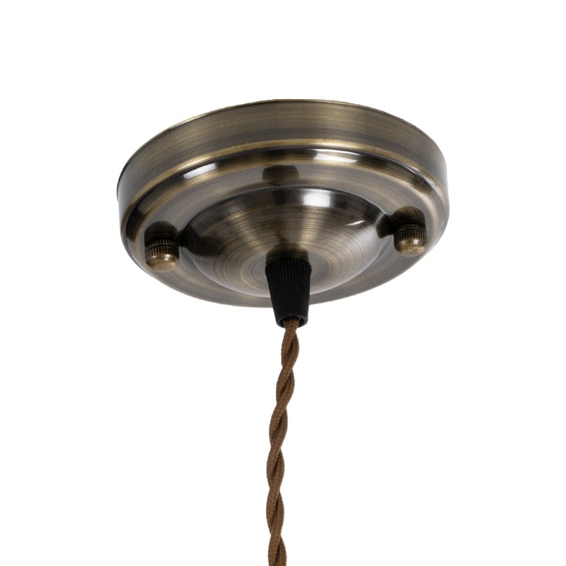 GloboStar® 115105 Vintage Κρεμαστό Φωτιστικό Ανάρτηση Μονόφωτο 1 x E27 IP20 Χρυσό & Μπρούτζινο Μέταλλο με Καφέ Ύφασμα - 100cm