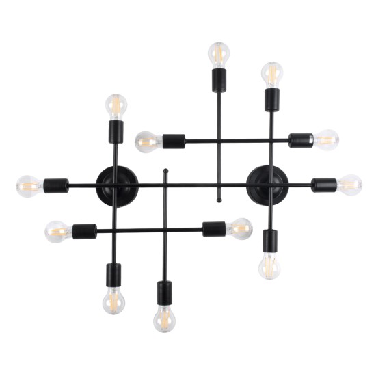 GloboStar® PIPING 00667 Vintage Επιτοίχιο Φωτιστικό Πολύφωτο 12 x E27 IP20 Μαύρο Μέταλλο - Μ78.5 x Π9.5 x Υ64cm GloboStar® PIPING 00667 Vintage Επιτοίχιο Φωτιστικό Πολύφωτο 12 x E27 IP20 Μαύρο Μέταλλο - Μ78.5 x Π9.5 x Υ64cm