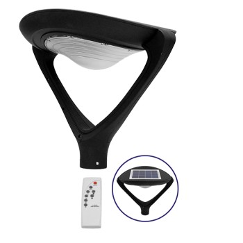 GLOBOSTAR® SQUARE 12117 Φωτιστικό Στύλου/Κολώνας Πλατείας/Πάρκου με Ασύρματο Χειριστήριο LED 25W 2500lm ?° Ενσωματωμένο Φωτοβολταϊκό Panel ?V ?W & Επαναφορτιζόμενη Μπαταρία Li-ion ?V 24000mAh με Αισθητήρα Κίνησης-Ημέρας-Νύχτας Αδιάβροχο IP65 Ψυχρό Λευ