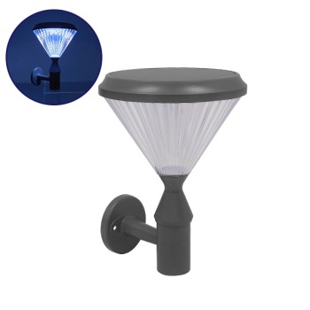 GLOBOSTAR® SOLARTIS 12125 Φωτιστικό Κολωνάκι Κήπου LED 10W 1000lm 180° με Ενσωματωμένο Φωτοβολταϊκό Panel 6V 5W & Επαναφορτιζόμενη Μπαταρία Li-ion 3.2V 6000mAh με Αισθητήρα Ημέρας-Νύχτας Αδιάβροχο IP65 Ψυχρό Λευκό 6000K - Γκρι Ανθρακί - Μ26 x Π26 x Υ3