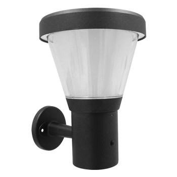 GLOBOSTAR® SOLARTIS 12126 Φωτιστικό Κολωνάκι Κήπου LED 10W 1000lm 180° με Ενσωματωμένο Φωτοβολταϊκό Panel 6V 5W & Επαναφορτιζόμενη Μπαταρία Li-ion 3.2V 6000mAh με Αισθητήρα Ημέρας-Νύχτας Αδιάβροχο IP65 Ψυχρό Λευκό 6000K - Γκρι Ανθρακί - Μ24 x Π32 x Υ2