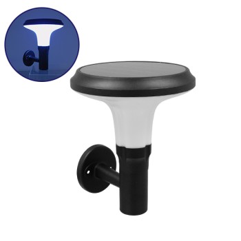 GLOBOSTAR® SOLARTIS 12129 Φωτιστικό Κολωνάκι Κήπου LED 10W 1000lm 180° με Ενσωματωμένο Φωτοβολταϊκό Panel 6V 5W & Επαναφορτιζόμενη Μπαταρία Li-ion 3.2V 6000mAh με Αισθητήρα Ημέρας-Νύχτας Αδιάβροχο IP65 Ψυχρό Λευκό 6000K - Γκρι Ανθρακί - Μ26 x Π33 x Υ2