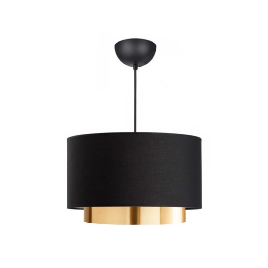 GLOBOSTAR® BASIL 204-0174 Μοντέρνο Κρεμαστό Φωτιστικό Οροφής με Ντουί 1 x E27 AC 220-240V IP20 - Μαύρο & Χρυσό - Μ30 x Π30 x Υ20cm GloboStar® BASIL 204-0174 Μοντέρνο Κρεμαστό Φωτιστικό Kαπέλο Μονόφωτο 1 x E27 IP20 Μαύρο & Χρυσό Ύφασμα - Μ30 x Π30 x Υ20cm