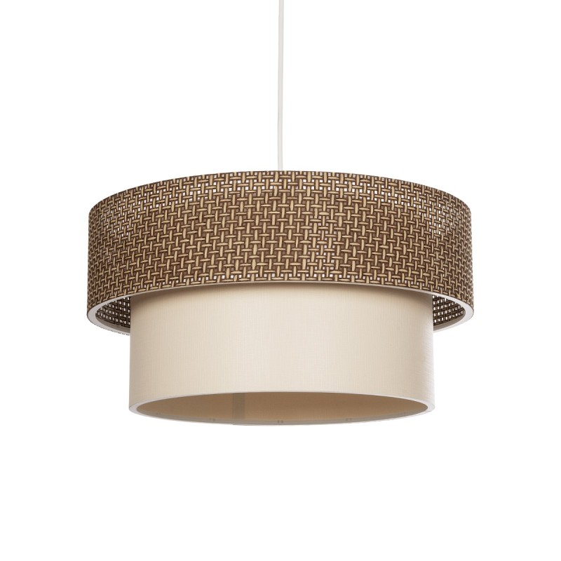 GloboStar® LIVI 203-0175 Μοντέρνο Κρεμαστό Φωτιστικό Καπέλο Μονόφωτο 1 x E27 IP20 Σκούρο Καφέ & Λευκό Ύφασμα - Μ38 x Π38 x Υ95cm