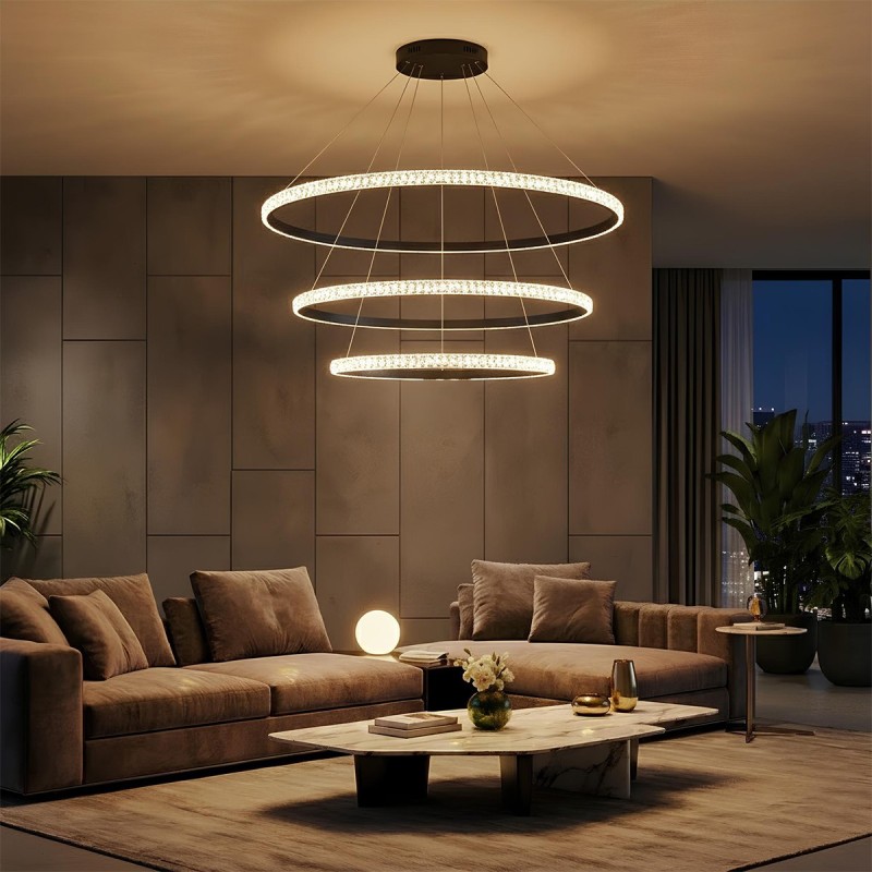 kelvo® DIAMOND KLV-101-0239 Κρεμαστό Φωτιστικό Οροφής LED 120W 12000lm 180° AC 220-240V IP20 Ρυθμιζόμενο Λευκό CCT με Χειριστήριο από 2700K έως 6000K Dimmable - Lumileds SMD Chip - Μαύρο Ματ - Μ80 x Π80 x Υ80cm - 3 Χρόνια Εγγύηση